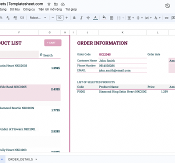 Create orders using Google Sheets