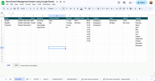 Recruitment Management System using Google Sheets