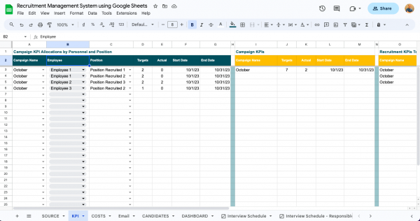 Recruitment Management System using Google Sheets