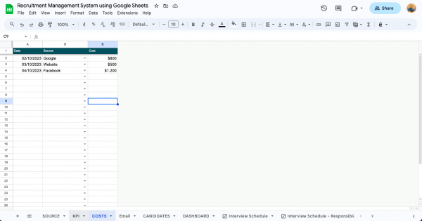 Recruitment Management System using Google Sheets