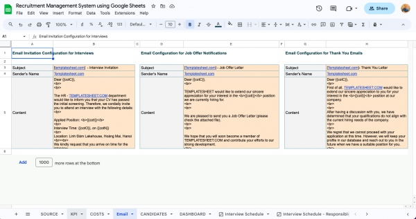 Recruitment Management System using Google Sheets