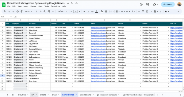 Recruitment Management System using Google Sheets