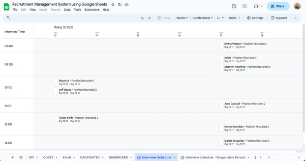 Recruitment Management System using Google Sheets