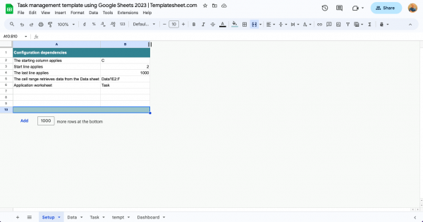 Task management template using Google Sheets 2023