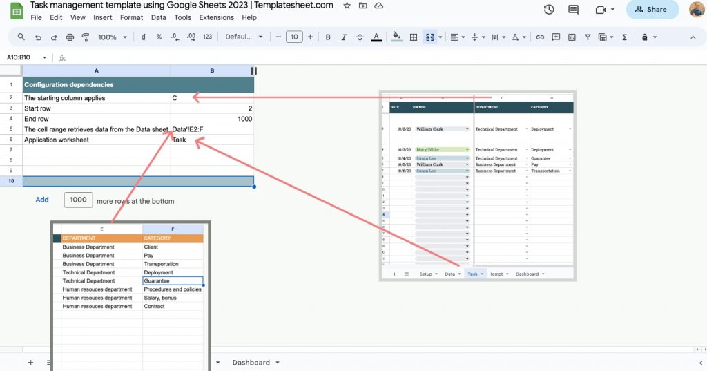 Task management template using Google Sheets 2023